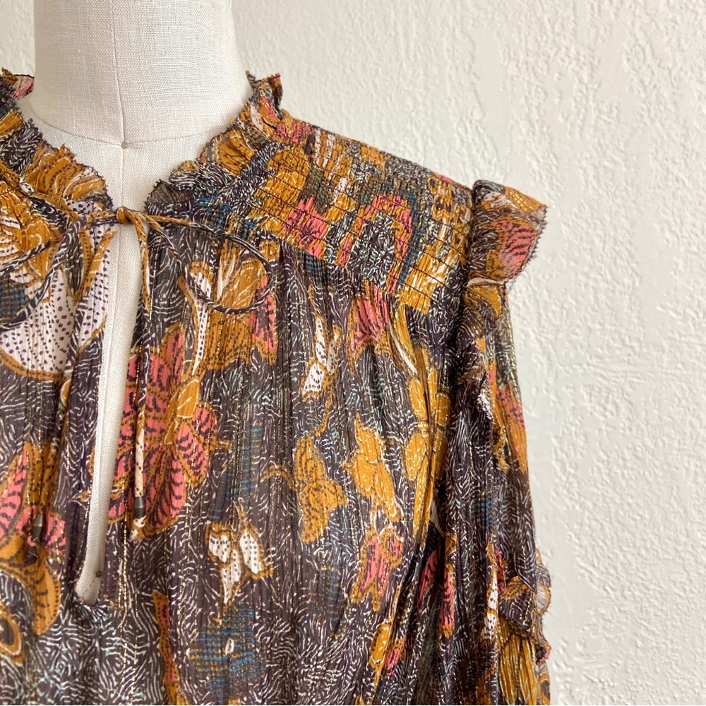$650 Ulla Johnson RARE! Paola Silk Lurex Midi Dress - Picture 12 of 15